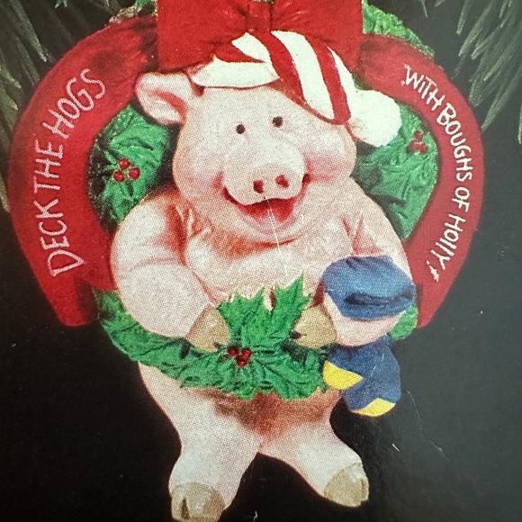 Hallmark 1992 Deck the Hogs with Boughs of Holly Ornament - Picture 9 of 16
